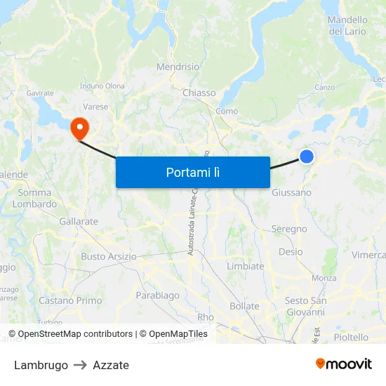 Lambrugo to Azzate map