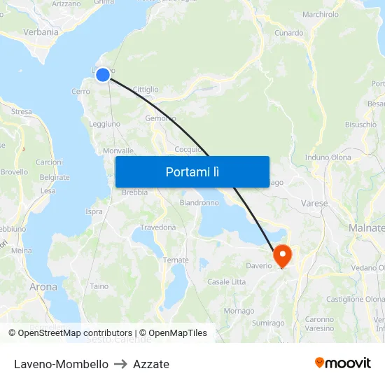 Laveno-Mombello to Azzate map