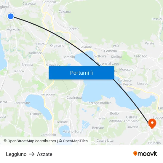 Leggiuno to Azzate map