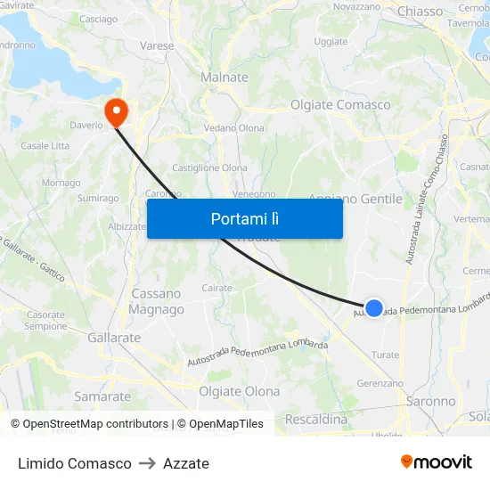 Limido Comasco to Azzate map