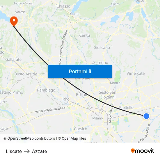 Liscate to Azzate map
