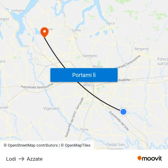 Lodi to Azzate map