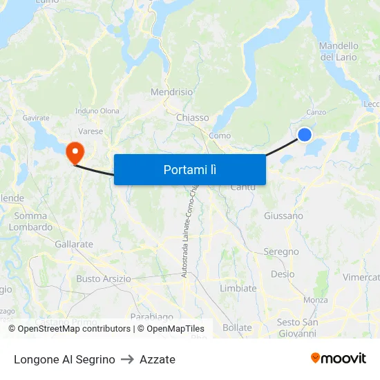 Longone Al Segrino to Azzate map