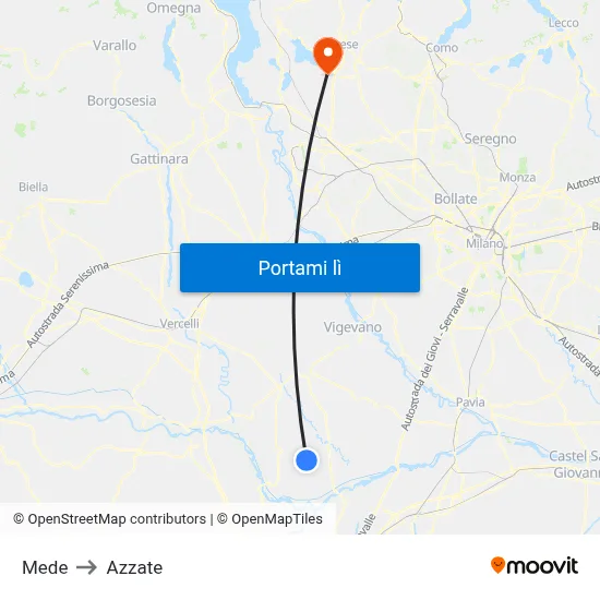 Mede to Azzate map