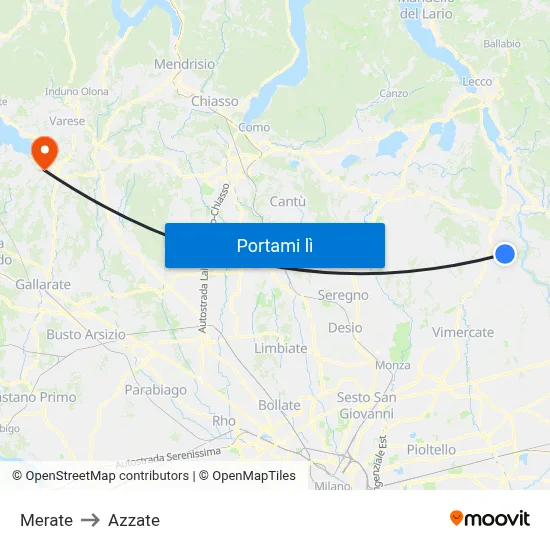 Merate to Azzate map