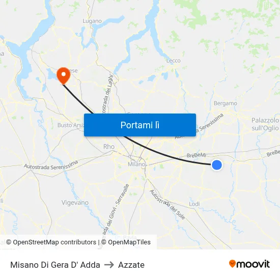 Misano Di Gera D' Adda to Azzate map