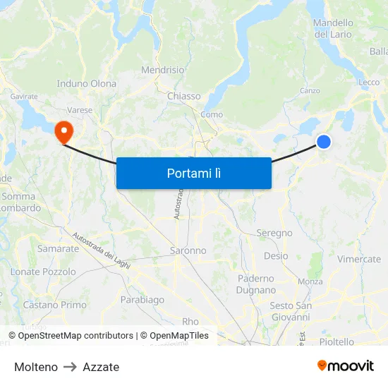 Molteno to Azzate map
