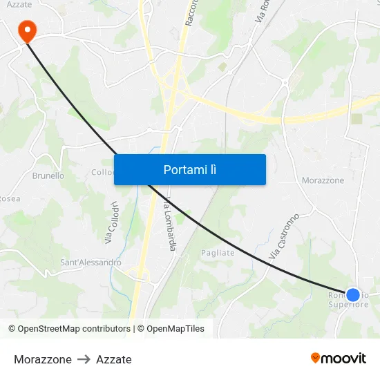 Morazzone to Azzate map