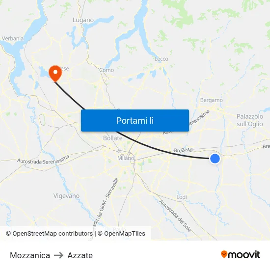 Mozzanica to Azzate map