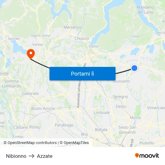 Nibionno to Azzate map