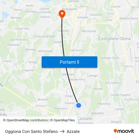 Oggiona Con Santo Stefano to Azzate map