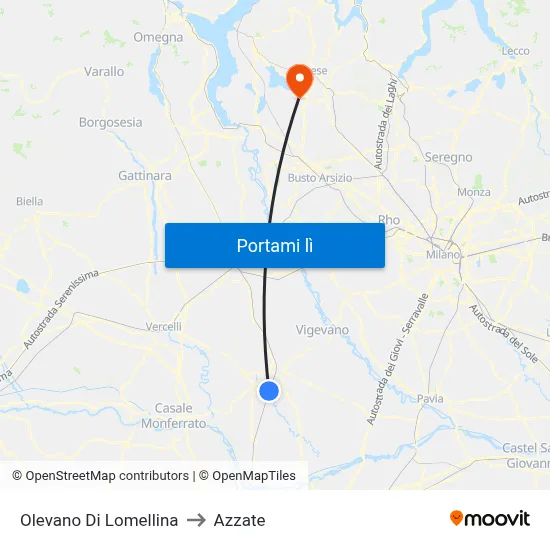 Olevano Di Lomellina to Azzate map