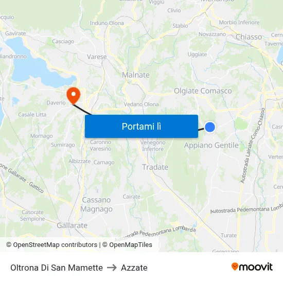Oltrona Di San Mamette to Azzate map