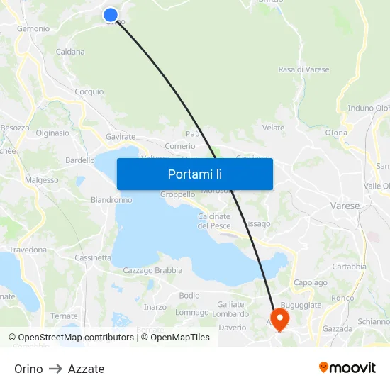 Orino to Azzate map