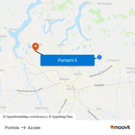 Pontida to Azzate map