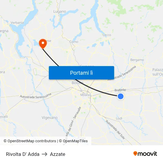 Rivolta D' Adda to Azzate map