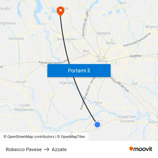 Robecco Pavese to Azzate map