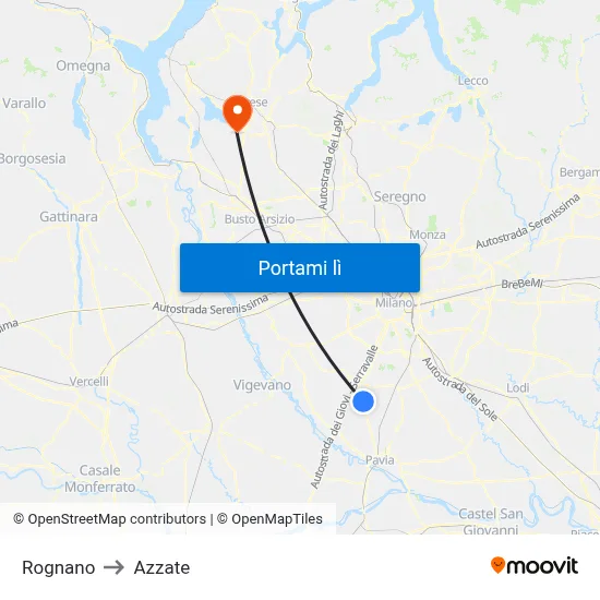 Rognano to Azzate map