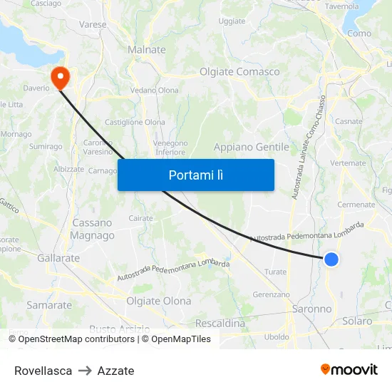 Rovellasca to Azzate map