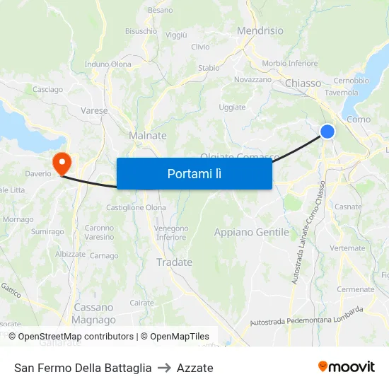 San Fermo Della Battaglia to Azzate map