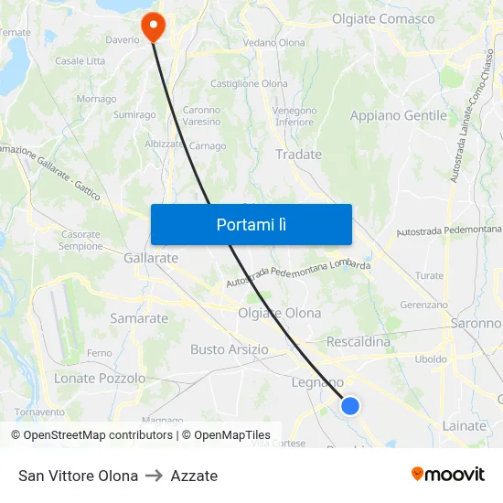 San Vittore Olona to Azzate map