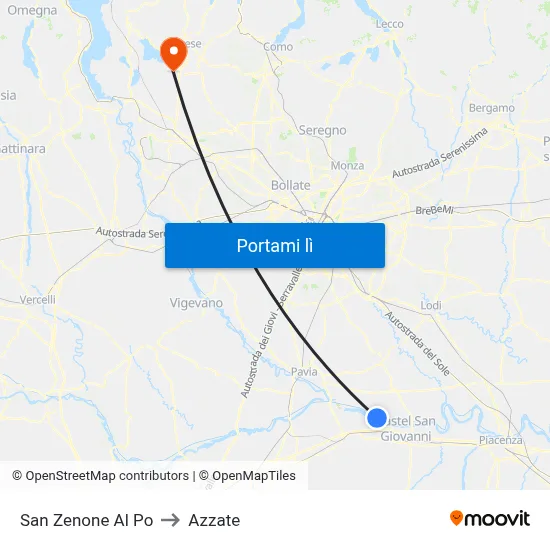San Zenone Al Po to Azzate map