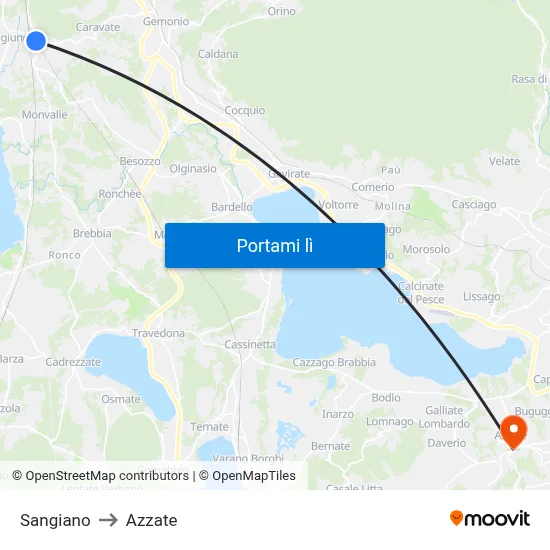 Sangiano to Azzate map