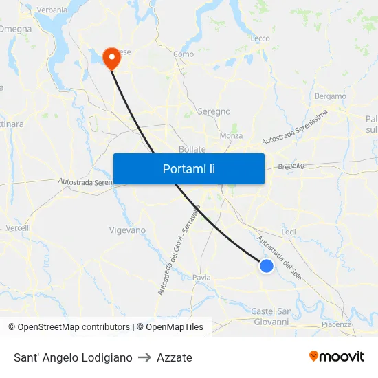Sant' Angelo Lodigiano to Azzate map