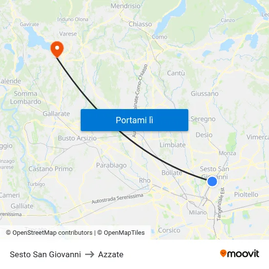 Sesto San Giovanni to Azzate map