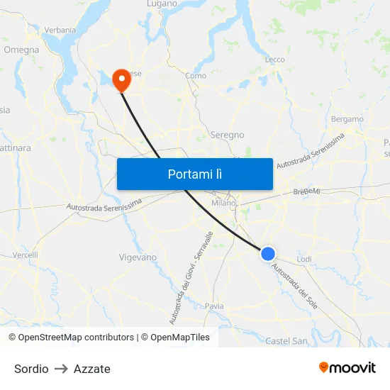 Sordio to Azzate map