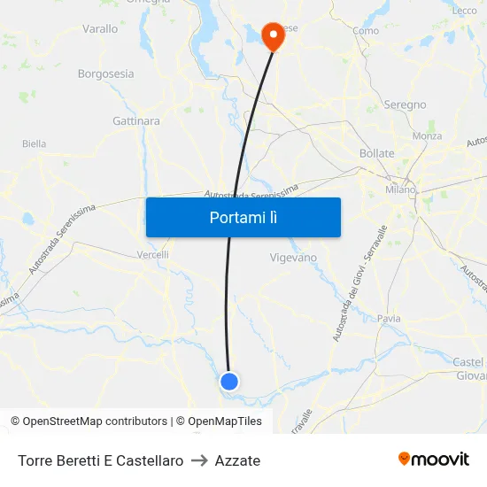 Torre Beretti E Castellaro to Azzate map