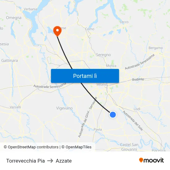Torrevecchia Pia to Azzate map