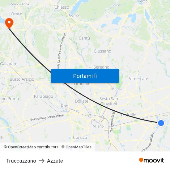 Truccazzano to Azzate map