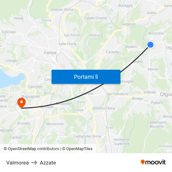 Valmorea to Azzate map
