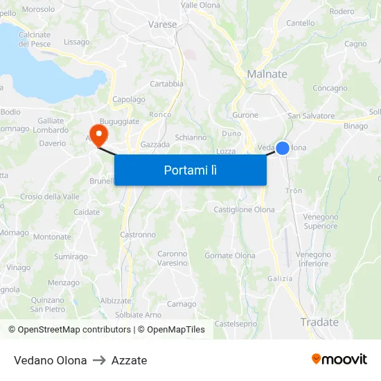 Vedano Olona to Azzate map