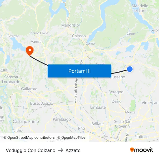 Veduggio Con Colzano to Azzate map