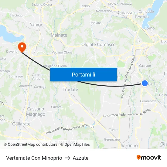 Vertemate Con Minoprio to Azzate map