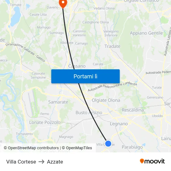 Villa Cortese to Azzate map