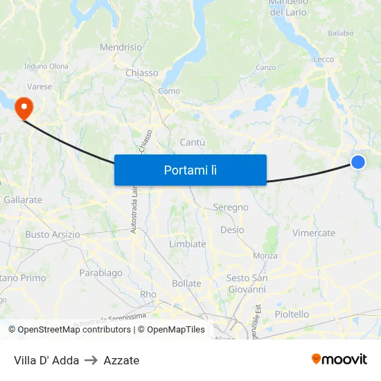Villa D' Adda to Azzate map