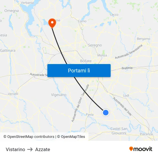 Vistarino to Azzate map