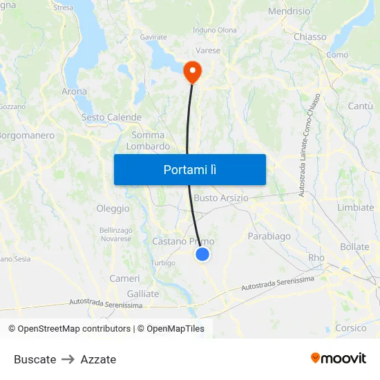 Buscate to Azzate map