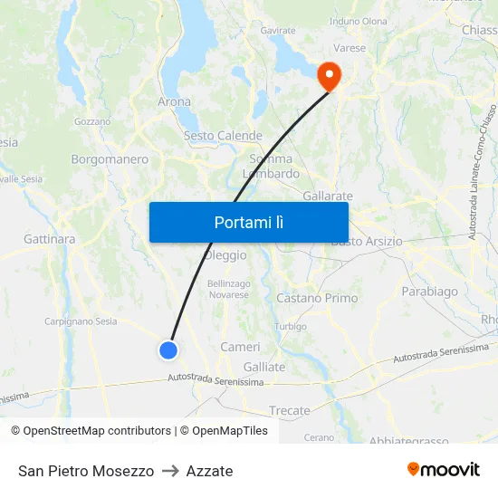 San Pietro Mosezzo to Azzate map