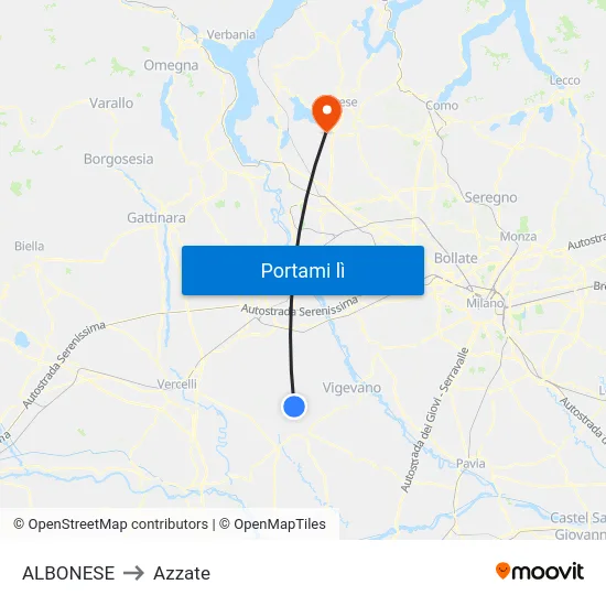 ALBONESE to Azzate map