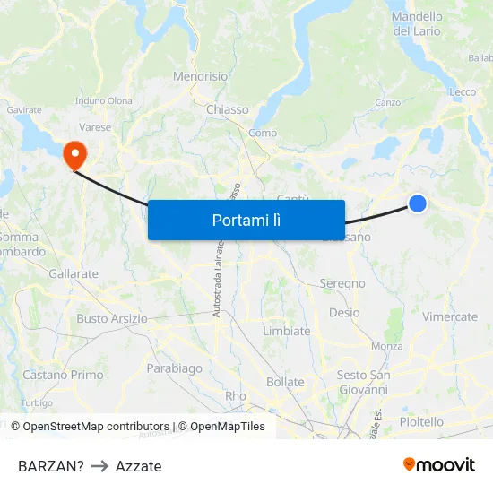 BARZAN? to Azzate map