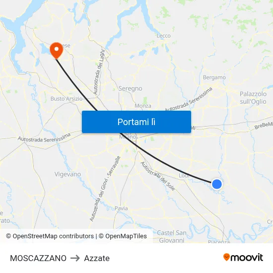 MOSCAZZANO to Azzate map