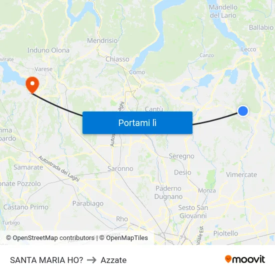 SANTA MARIA HO? to Azzate map