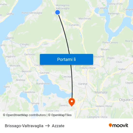 Brissago-Valtravaglia to Azzate map