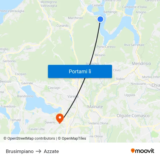 Brusimpiano to Azzate map