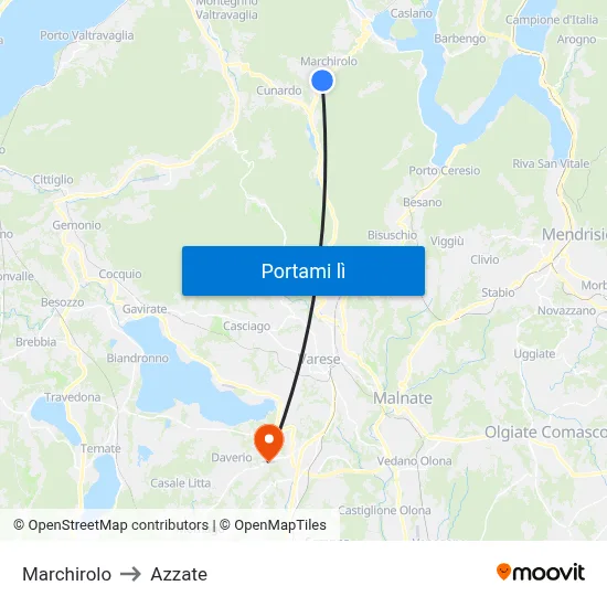 Marchirolo to Azzate map