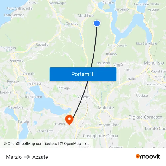 Marzio to Azzate map